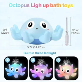 Electric Octopus Baby Bath Toy with Sprinkler, Music & LED Light