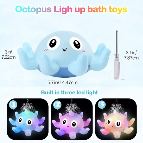 Electric Octopus Baby Bath Toy with Sprinkler, Music & LED Light
