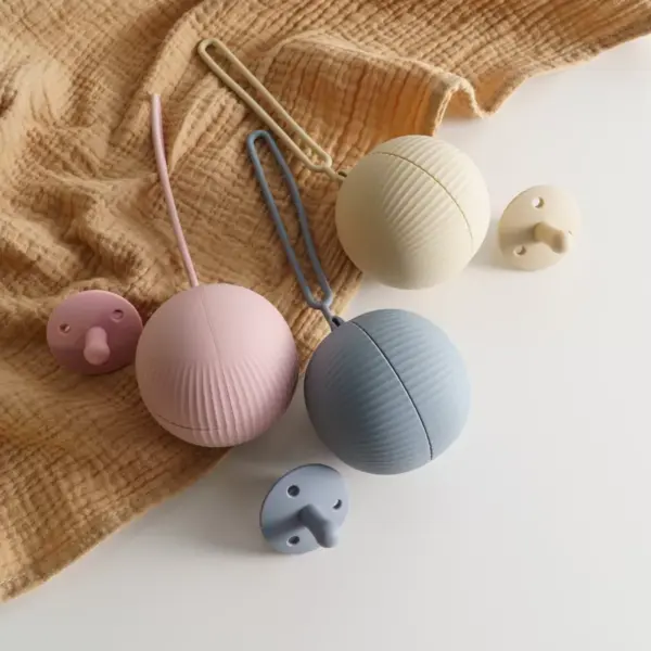 100153-3c7309.webp Baby Pacifier Holder & Soother Storage Box - BPA Free Soft Silicone, Portable, Teat Attachment