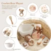 Baby Cartoon Bear Rattle & Milestone Set - Newborn Blanket, Towel, and Bracelet Gift