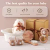 Baby Cartoon Bear Rattle & Milestone Set - Newborn Blanket, Towel, and Bracelet Gift