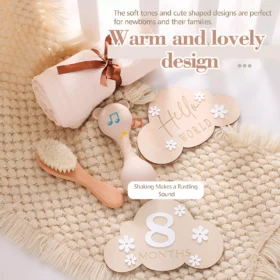 Baby Silicone Maracas Rattle & Milestone Cards Photography Set – Newborn Essentials
