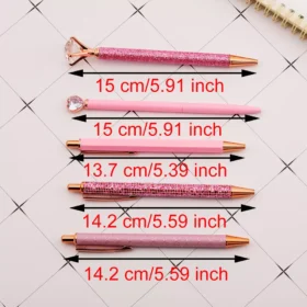 Luxury Pink Rhinestone Ballpoint Pen Set