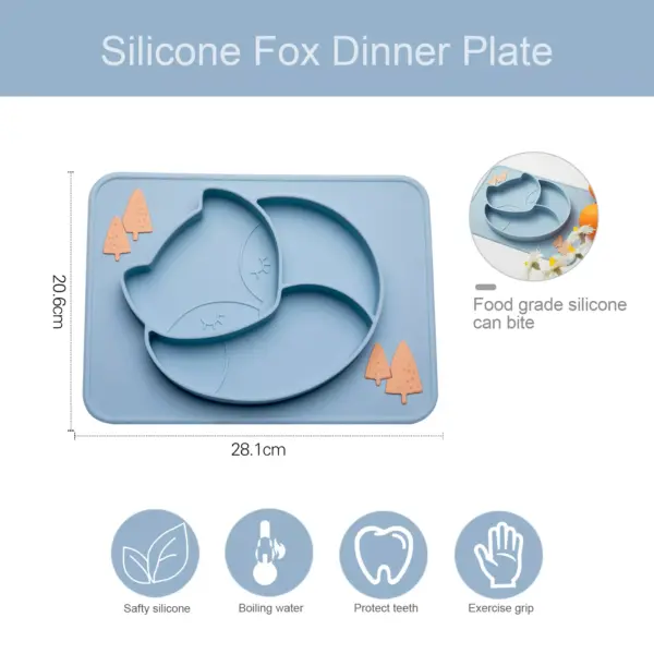 100457-68db83.webp Baby Silicone Dinner Plate with Cartoon Fox Design