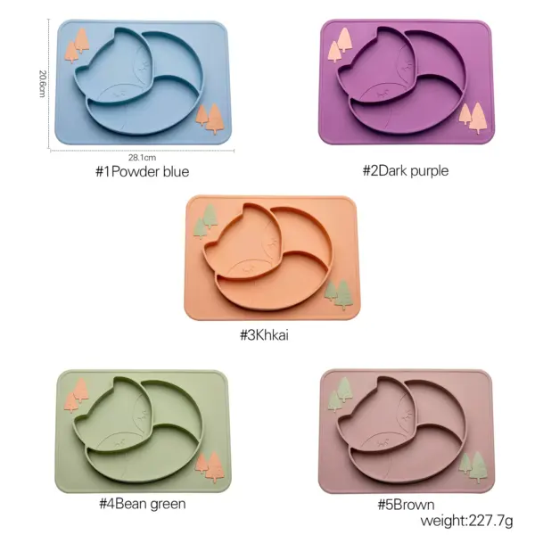 100457-d96671.webp Baby Silicone Dinner Plate with Cartoon Fox Design