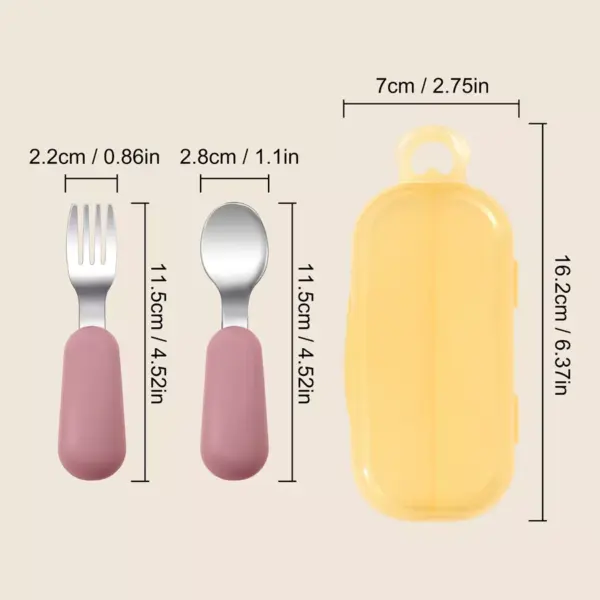 100558-00b1c3.webp 2PCS Silicone Stainless Steel Baby Fork and Spoon Set