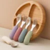 100558-81638d.webp 2PCS Silicone Stainless Steel Baby Fork and Spoon Set