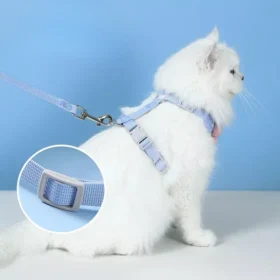 Flower Design Pet Harness & Leash Set - Double Buckle Dog & Cat Leash Kit