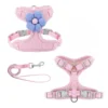 Flower Design Pet Harness & Leash Set - Double Buckle Dog & Cat Leash Kit