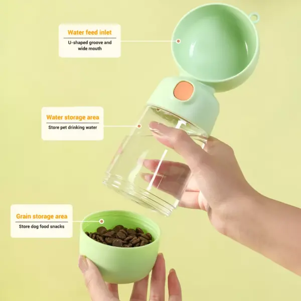Portable 2-in-1 Dog Water Bottle & Food Container