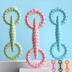 Soft Rubber Double Ring Pet Chew Toy for Small Dogs