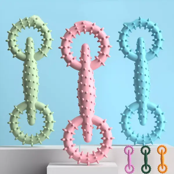 Soft Rubber Double Ring Pet Chew Toy for Small Dogs