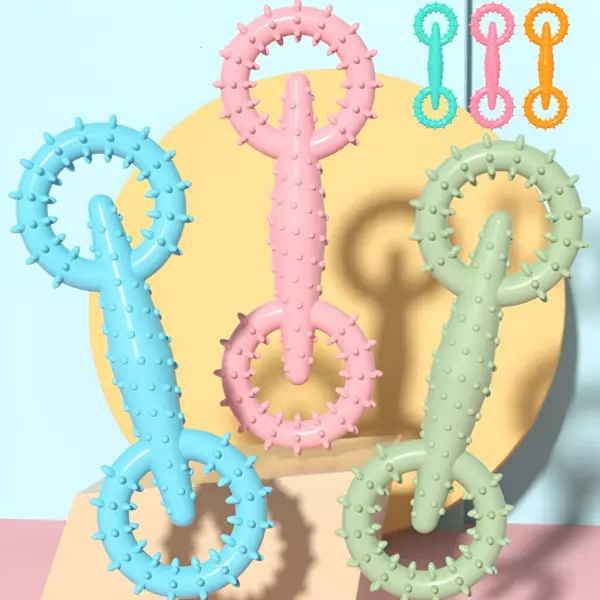 Soft Rubber Double Ring Pet Chew Toy for Small Dogs