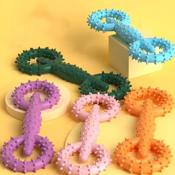 Soft Rubber Double Ring Pet Chew Toy for Small Dogs