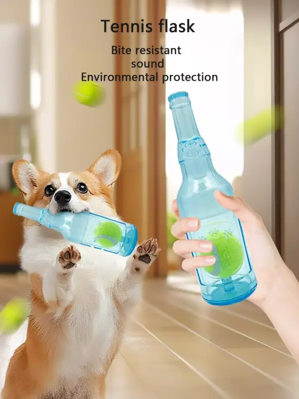 Floating Rubber Tennis Bottle Dog Toy – Stress Reliever & Bite Resistant