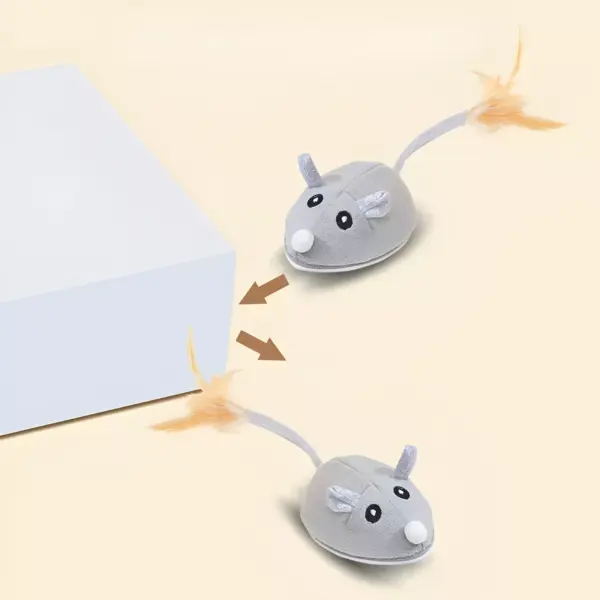 USB Rechargeable Moving Mouse Cat Toy with Feather