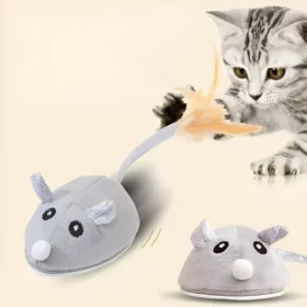 USB Rechargeable Moving Mouse Cat Toy with Feather