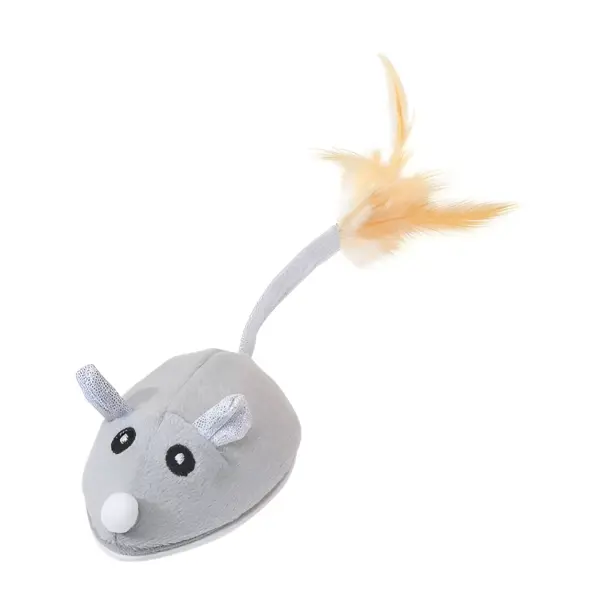 USB Rechargeable Moving Mouse Cat Toy with Feather