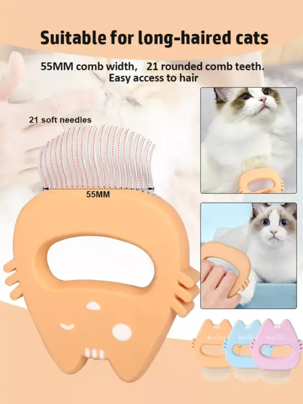 Soft Teeth Cat Deshedding Comb & Massage Brush for Kittens and Puppies