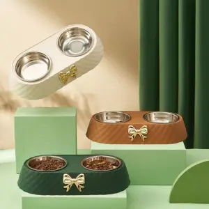 101046-04ccdb.webp Bow-tie Stainless Steel Double Pet Bowl