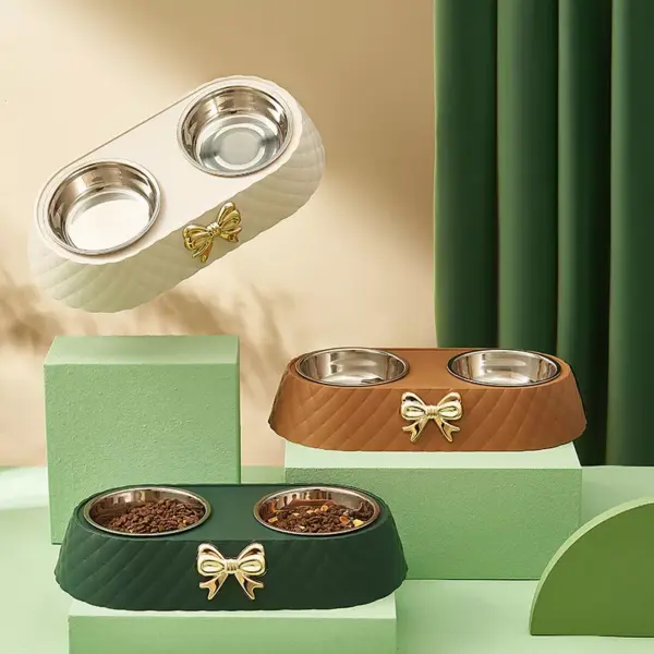 101046-4a21af.webp Bow-tie Stainless Steel Double Pet Bowl