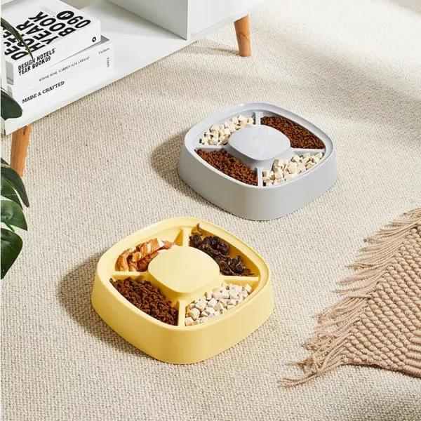 Multifunctional 4-Grid Cat Feeding Bowl