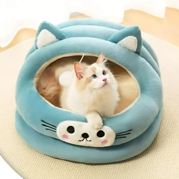 101125-4d3e47.webp Cozy Semi-Enclosed Cat Bed with Cat Ear Design – Warm All-Season Nest