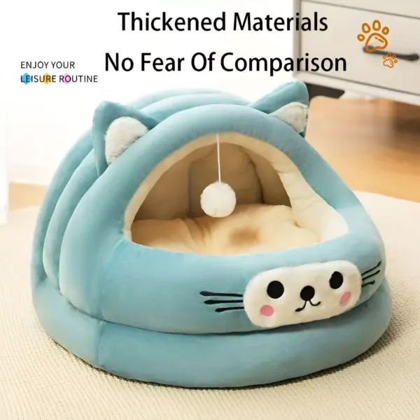 101125-696fbb.webp Cozy Semi-Enclosed Cat Bed with Cat Ear Design – Warm All-Season Nest