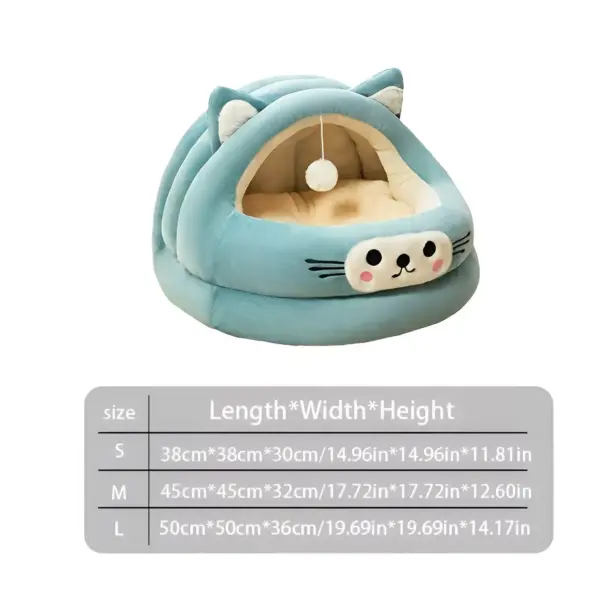 101125-6e6d48.webp Cozy Semi-Enclosed Cat Bed with Cat Ear Design – Warm All-Season Nest