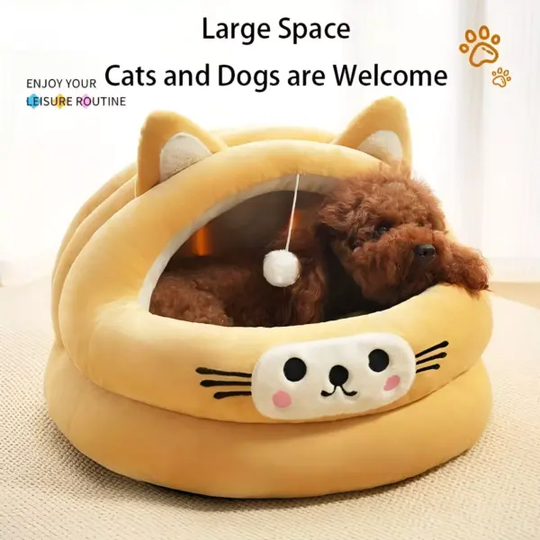101125-9abc7a.webp Cozy Semi-Enclosed Cat Bed with Cat Ear Design – Warm All-Season Nest