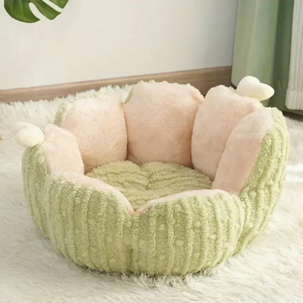 Fluffy Cat & Puppy Bed - Plush Winter Pet House & Cushion