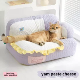 All-Season Plush Cat Bed with Comfort and Security