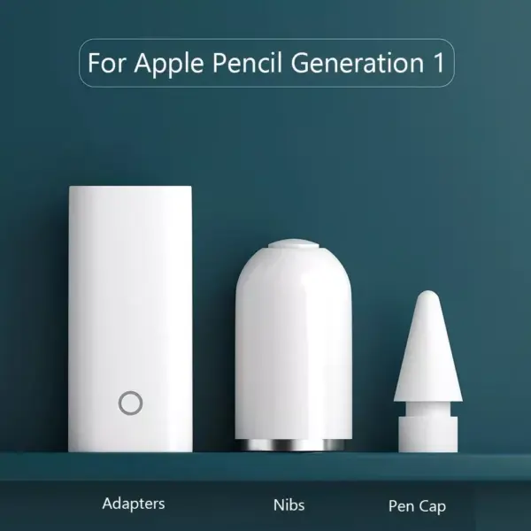 3-in-1 Magnetic Charging Adapter with Pencil Cap & Stylus Nib for Apple Pencil 1