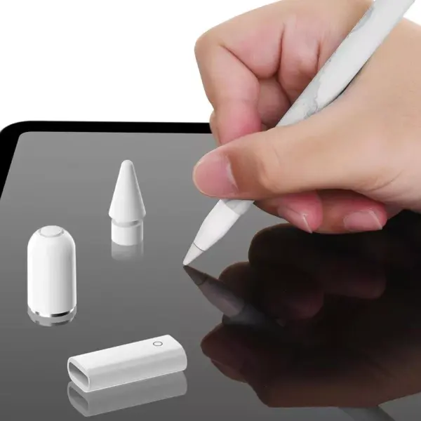 3-in-1 Magnetic Charging Adapter with Pencil Cap & Stylus Nib for Apple Pencil 1