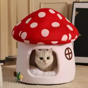102080-f7886e.webp Cozy Removable Enclosed Cave for Pets – Warm Dog House & Cat Bed