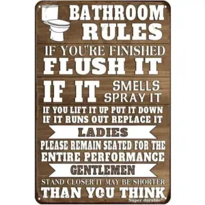 102352-fb1251.webp Charming Farmhouse Bathroom Humor Metal Tin Sign