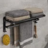102717-7bf6a3.webp Matte Black 50CM Folding Wall-Mount Aluminum Towel Rack with Hook
