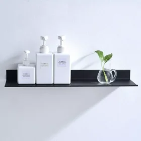 102784-9adcea.webp Modern Matte Black Wall-Mounted Aluminum Shelf for Bathroom & Kitchen Storage