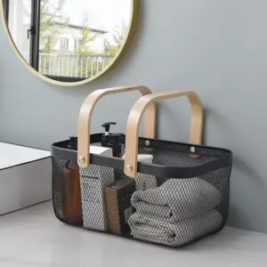 102810-1ccb82.webp Multi-Purpose Iron Mesh Storage Basket with Wooden Handle