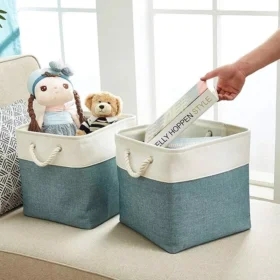 102825-016f0a.webp Versatile Large Linen Fabric Storage Basket: Space-Saving, Stylish, and Durable