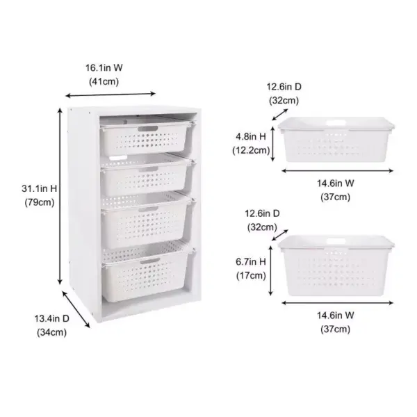 Multi-Purpose Kids Room Sliding Bin Organizer with 4 Bins