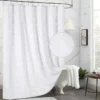 Elegant White Diamond Tufted Shower Curtain: Chic Farmhouse Style