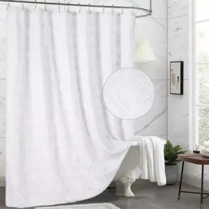 103137-d5eb94.webp Elegant White Diamond Tufted Shower Curtain: Chic Farmhouse Style