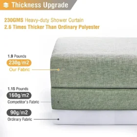 103191-91b568.webp Luxury Waterproof Linen-Texture Shower Curtain with Silver Hooks