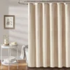 103191-d547fc.webp Luxury Waterproof Linen-Texture Shower Curtain with Silver Hooks