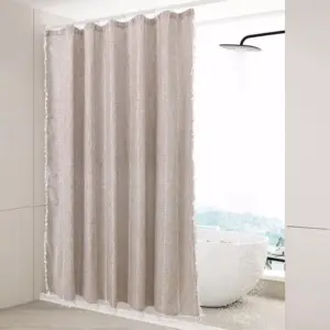 103192-beeaee.webp Luxurious Boho-Chic Striped Linen Cotton Shower Curtain with Tassels and Hooks
