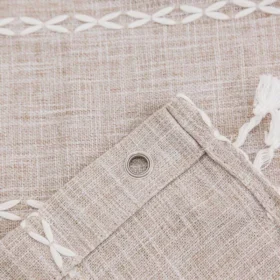 103192-df026d.webp Luxurious Boho-Chic Striped Linen Cotton Shower Curtain with Tassels and Hooks