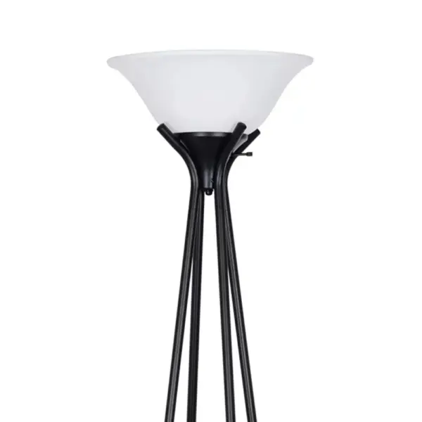 69" Charcoal Metal Floor Lamp with Built-In Shelves for Home Decor