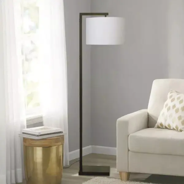Elegant 62" Contemporary Metal Floor Lamp with LED Bulb and Footswitch, Black