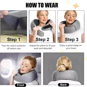Travel Neck Pillow Memory Foam U-Shaped Adjustable Neck Support Pillow